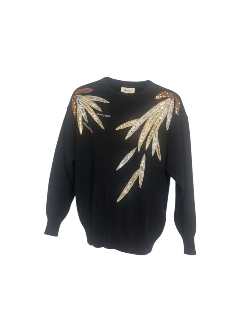 Black Gold & Silver Embellished Statement Sweater